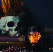 Load image into Gallery viewer, Black Skull Multiple Moth Etched Candle
